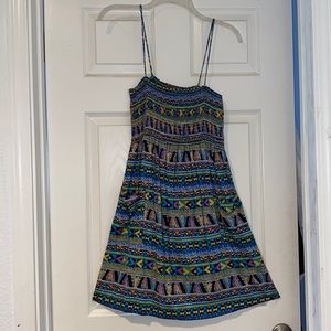 Black dress with multicolor pattern